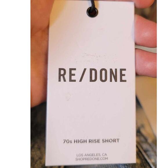 RE/DONE 70's High Rise Splashed Bleached Effect Denim Shorts Size 28 NEW - Picture 4 of 11